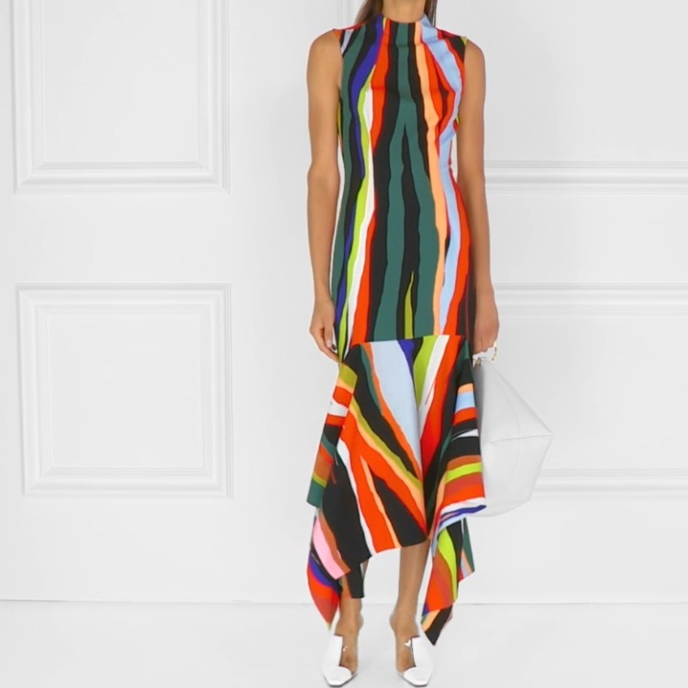 Solace London Klara Asymmetrical Midi Dress